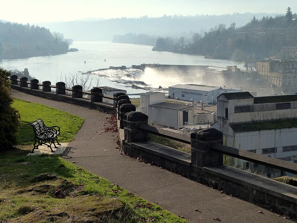Willamette Falls seen from the McLoughlin Promenade in Oregon City, Oregon